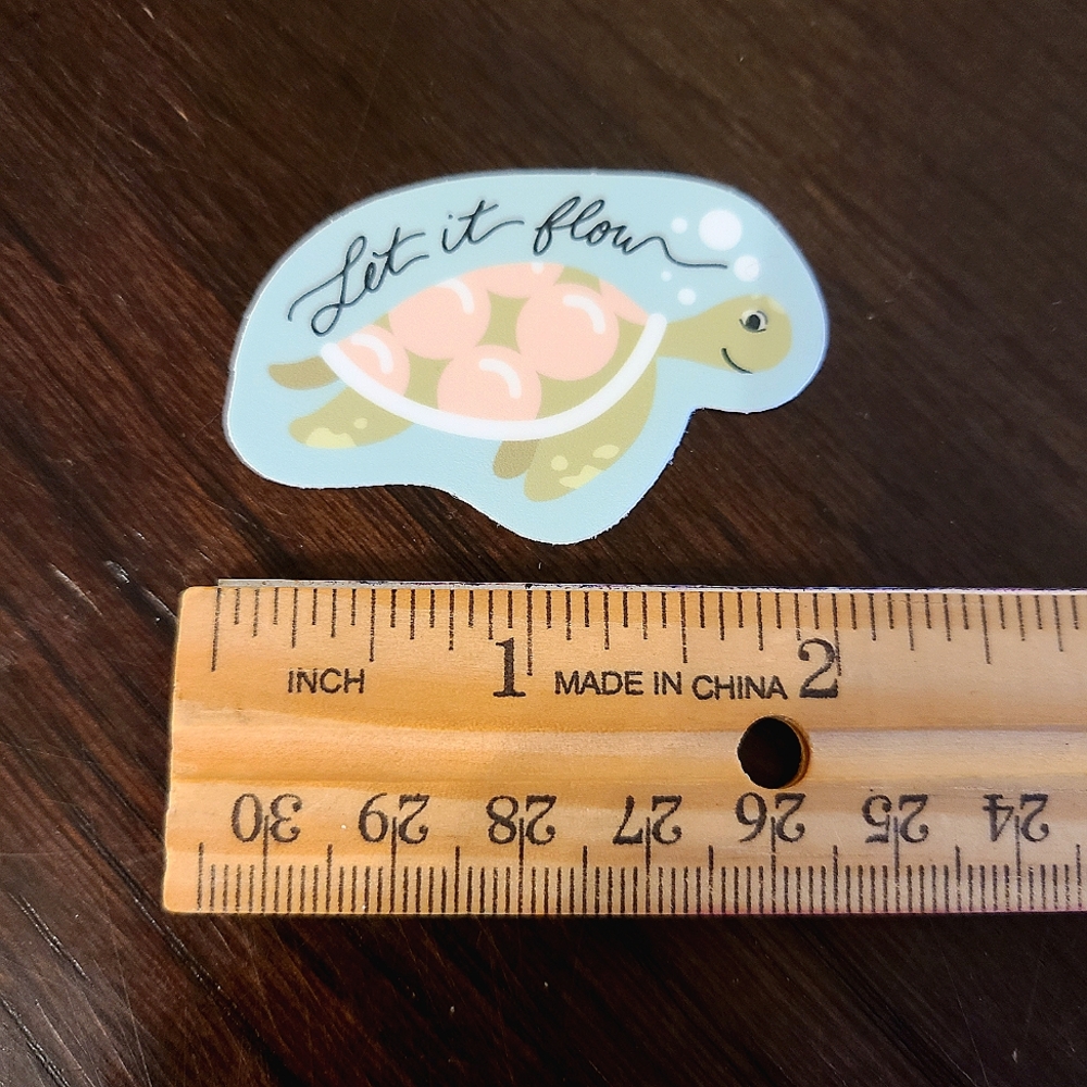 Sticker: Let it Flow - 2" Turtle with Bubbles - Picture 2 of 2
